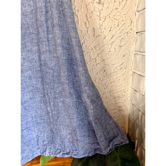Cynthia Rowley Blue 100% Linen Sleeveless Swing Dress Casual Summer - Picture 5 of 10